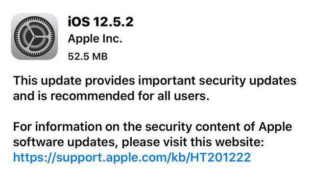东宁苹果手机维修分享iOS12.5.2发布，建议所有老苹果用户安装 